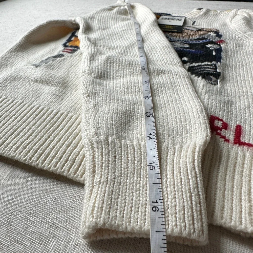 NWT Polo Ralph Lauren Girls Polo Bear Ski Lift Knit Sweater Cream 6